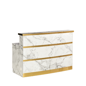 Bàn lễ tân Vàng & Đá Hoa Cương (Cong)